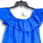 NWT Womens Blue Off The Shoulder Pullover Shift Dress Size Small image number 4