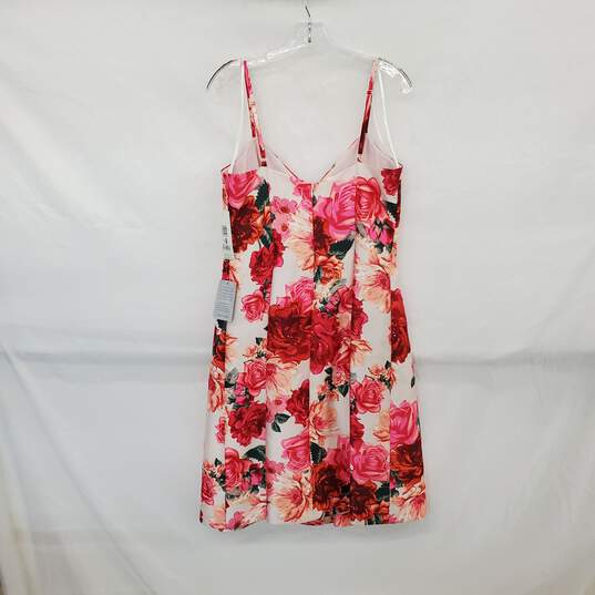 Eliza J. Pink Rose Patterned Sweetheart Pleated Sleeveless Dress WM Size 12 NWT image number 2