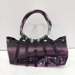 Vittorio Purple Patent Leather Animal Print Satchel Bag