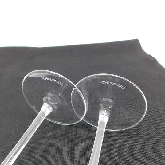 TIFFANY & Co. (2) Two Crystal Long Stem Champagne Flutes Glasses Stemware with COA image number 9