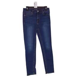 Womens Blue Denim Dark Wash Belt Loops 5 Pocket Skinny Leg Jeans Size S