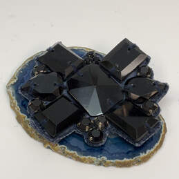 Designer J. Crew Silver-Tone Black Crystal Stone Fashionable Brooch Pin