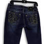 Womens Blue Denim Dark Wash Embroidered Pockets Stretch Skinny Jeans Sz 27 image number 4