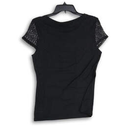 NWT Womens Black Round Neck Cap Sleeve Pullover Blouse Top Size Medium alternative image