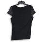 NWT Womens Black Round Neck Cap Sleeve Pullover Blouse Top Size Medium image number 2