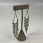 Designer Lucky Brand Silver-Tone Crystal Cut Stone Dangle Earrings image number 4