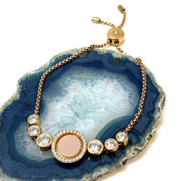 Designer Michael Kors Gold-Tone Crystal Cut Stone Slide Chain Bracelet