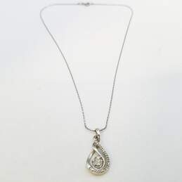 Sterling Silver Diamond Pendant 15 In Necklace 2.8g alternative image