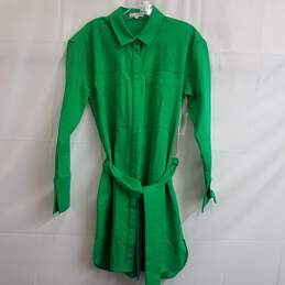 Good American Poplin Summer Green Belted Shirt Dress Size 2