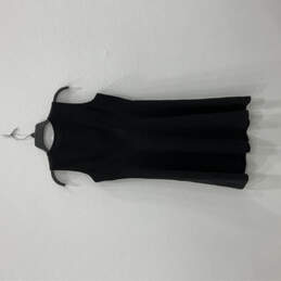 Womens Black Sleeveless Round Neck Regular Fit Front Zip Shift Dress Sz 2P alternative image
