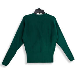 Womens Green Tight-Knit Long Sleeve Surplice Neck Wrap Sweater Size M alternative image