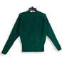 Womens Green Tight-Knit Long Sleeve Surplice Neck Wrap Sweater Size M image number 2