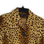 Womens Beige Brown Animal Print Long Sleeve Button Front Jacket Size 14 image number 3