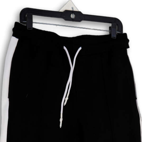 Womens Black White Drawstring Elastic Waist Pull-On Sweatpants Size Medium image number 3