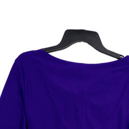 Womens Purple Pleated Draped Long Sleeve Knee Length Sheath Dress Size 14