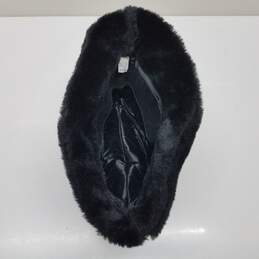 Vintage furry black bucket hat with feather women's large alternative image