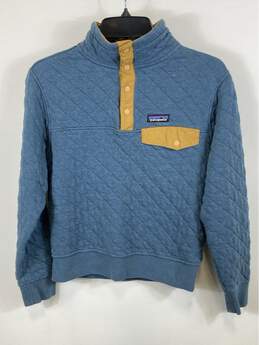 Patagonia Men Blue Vintage Quilted Snap On Sweater XXS