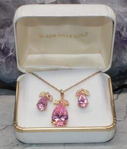 Black Hills 10K Multi Tone Gold Pink CZ Jewelry Set