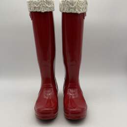 IOB Womens Military Red Mid Calf Round Toe Pull-On Rain Boots Size 8 alternative image