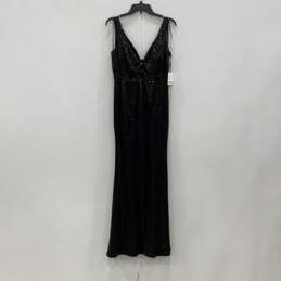 NWT Womens Black Squine Sleeveless Wide Strap V-Neck Long Maxi Dress Size 4