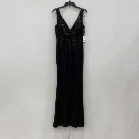 NWT Womens Black Squine Sleeveless Wide Strap V-Neck Long Maxi Dress Size 4 image number 1