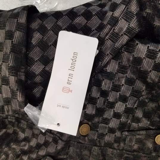Buy the Erin London Women Black Checkered Jacket L NWT