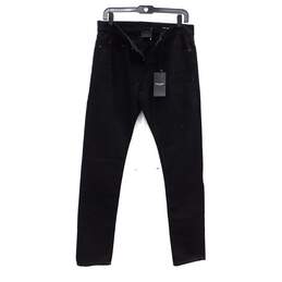 Saint Laurent YSL Baggy Jeans in Raw Black Denim alternative image