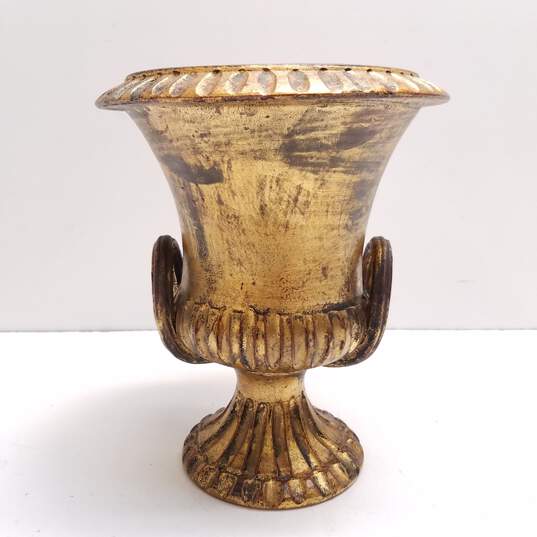 Vintage Gilded Italian Urn Footed Ceramic Planter 12 inch H image number 1