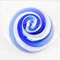 Vintage Murano Style Art Glass Swirl White & Blue Paperweight image number 3