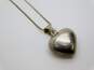 Romantic 925 Black Enamel & Puffy Heart Pendant Necklaces Ring & Heart Threader Earrings 18.5g image number 5