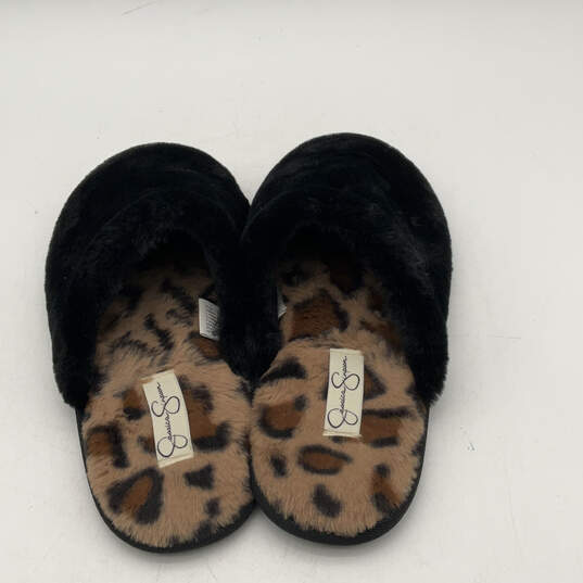Womens Plush Scuff Black Brown Fur Flat Slip-On Slippers Size 8-9 image number 5