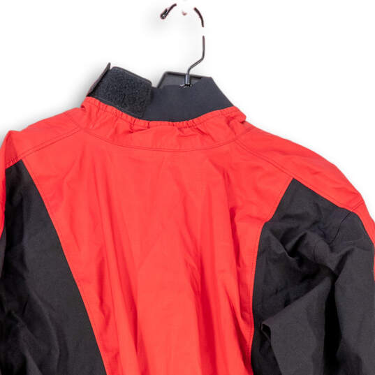 Mens Red Black Long Sleeve Pullover Windbreaker Jacket Size Large image number 4