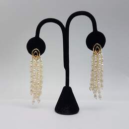 14k Gold Statement 6 Strand Fw Tassel Earrings 16.5g