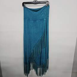 Blue High Waist Skirt with Fringe alternative image