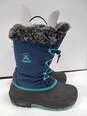 Girls Blue & Black Snow Boots Size 2 image number 2