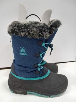 Girls Blue & Black Snow Boots Size 2 alternative image