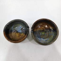 2 Glazed Pottery Rice Bowls