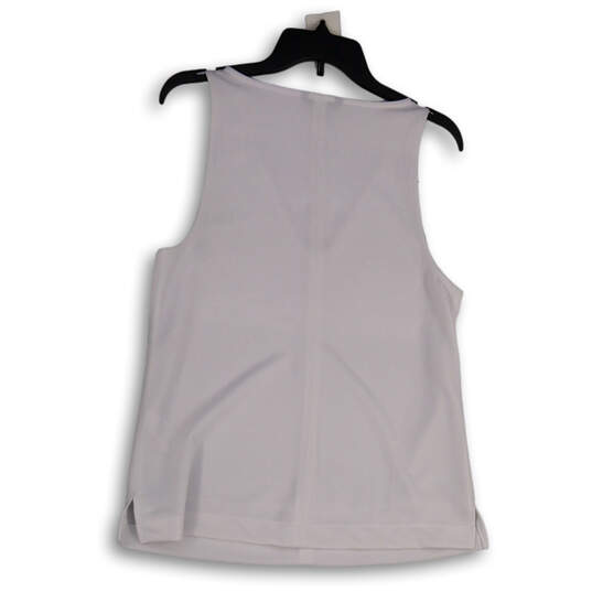 Womens White Sleeveless V-Neck Side Slit Pullover Tank Top Size Small image number 2