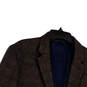 Mens Brown Plaid Long Sleeve Single Breasted Two Button Blazer Size 46 Long image number 3