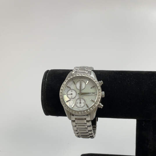 Designer Seiko Silver-Tone Chronograph Round Dial Analog Wristwatch image number 1
