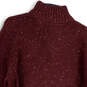NWT Mens Purple Knitted Long Sleeve 1/4 Zip Mock Neck Pullover Sweater Sz L image number 4