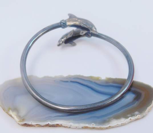 Kabana 925 Dolphin Tips Bypass Bangle Bracelet 8.2g image number 3