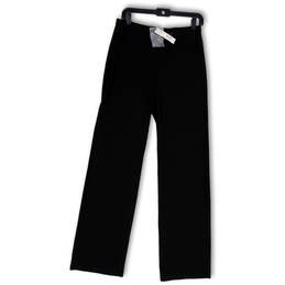 NWT Womens Black Flat Front Slash Pocket Straight Leg Dress Pants Size M