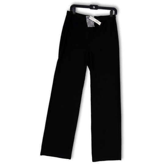 NWT Womens Black Flat Front Slash Pocket Straight Leg Dress Pants Size M image number 1