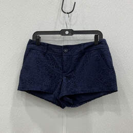 Womens Blue Slash Pockets Flat Front Regular Fit Chino Shorts Size 6