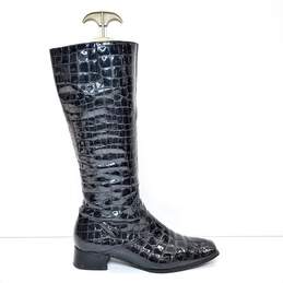 Gabor Croc Embossed Men Boots Black Size 6.5