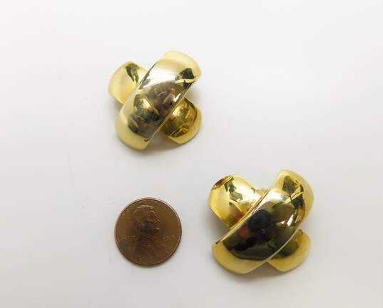 Vintage Norma Jean Goldtone Crossed X Dome Clip On Earrings 23.2g image number 4