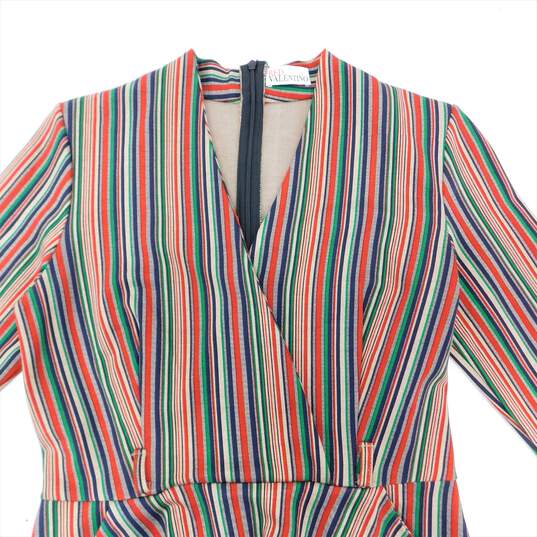 RED Valentino Multicolor Stripes Short Sleeve Casual Pleated Midi Dress Size S with COA image number 5