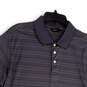 Mens Gray Striped Collared Front Button Short Sleeve Polo Shirt Size XL image number 3