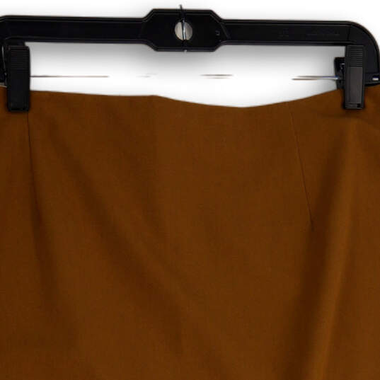 Womens Brown Ruffle Hem Side Zip Straight & Pencil Skirt Size 12 image number 4